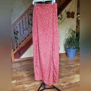 Lulus Floral Red/orange Maxi Skirt